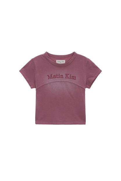 MATIN KIM PIGMENT CUT OUT LOGO CROP TOP