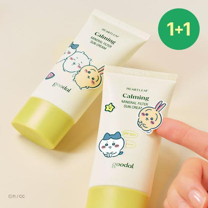 Goodal X Chiikawa  Goodal Heartleaf Calming Mineral Filter Sun Cream 50ml 1+1 SET (50ml + 50ml + Chiikawa Sticker)