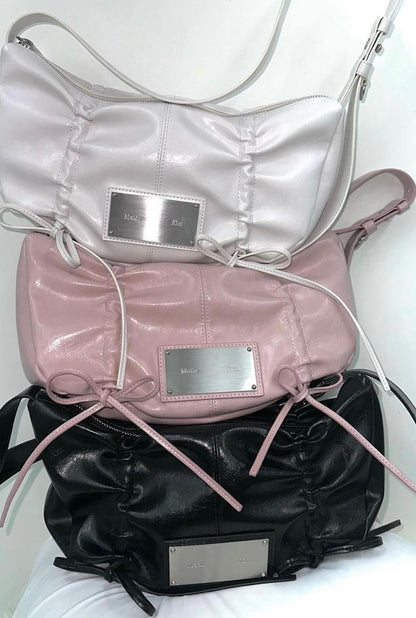 Matin Kim HALF SHIRRING RIBBON ROUND BAG