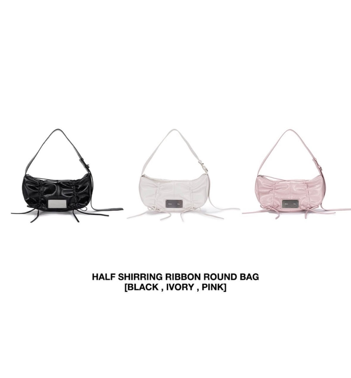 Matin Kim HALF SHIRRING RIBBON ROUND BAG