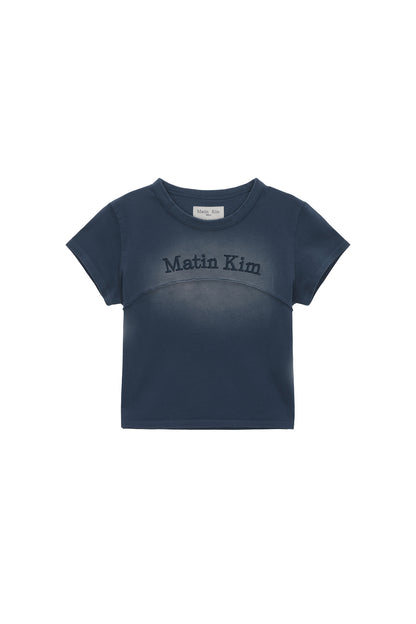 MATIN KIM PIGMENT CUT OUT LOGO CROP TOP