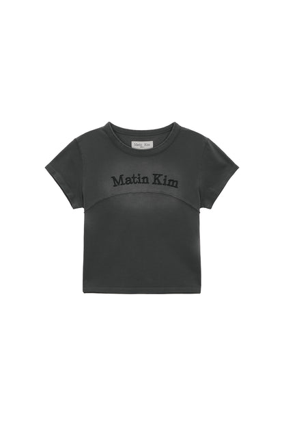 MATIN KIM PIGMENT CUT OUT LOGO CROP TOP